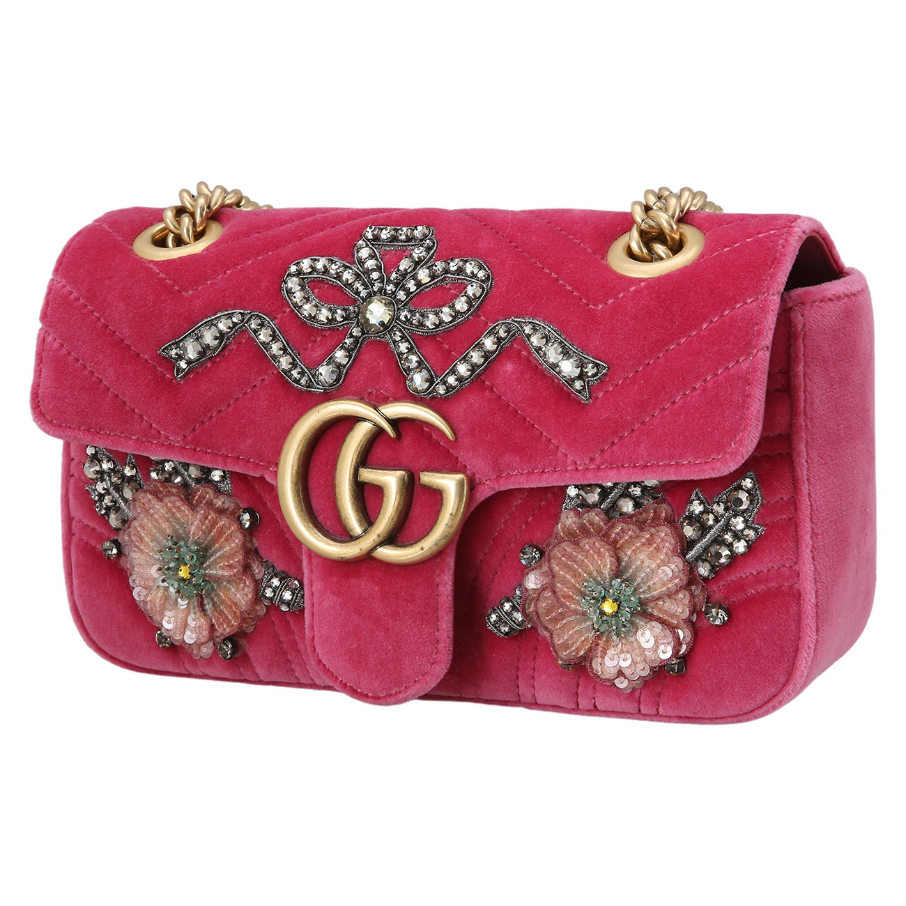 GUCCI(USED)구찌 446744 마틀라쎄 벨벳 미니 숄더백