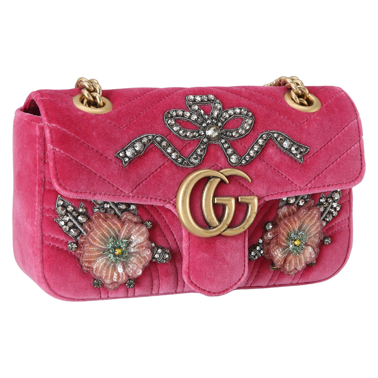 GUCCI(USED)구찌 446744 마틀라쎄 벨벳 미니 숄더백