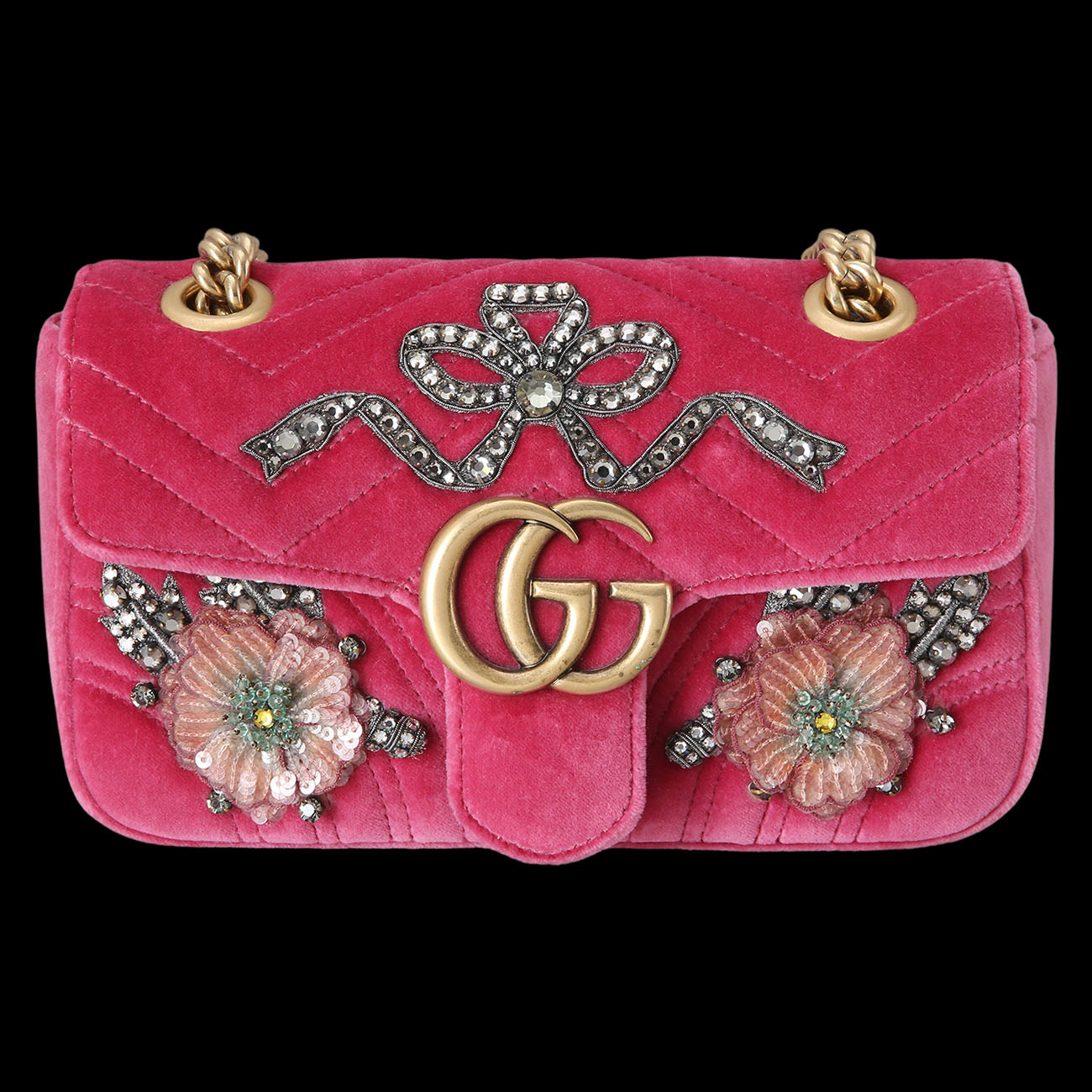 GUCCI(USED)구찌 446744 마틀라쎄 벨벳 미니 숄더백