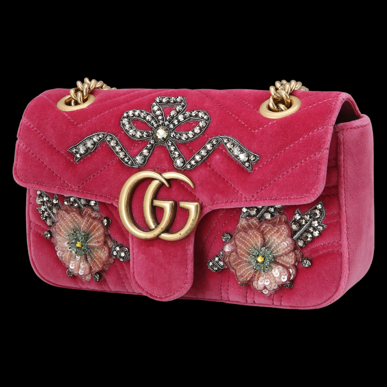GUCCI(USED)구찌 446744 마틀라쎄 벨벳 미니 숄더백
