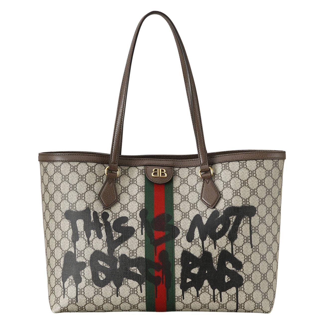 GUCCI(USED)구찌 680125 발렌시아가 콜라보 해커 그래피티 쇼퍼백