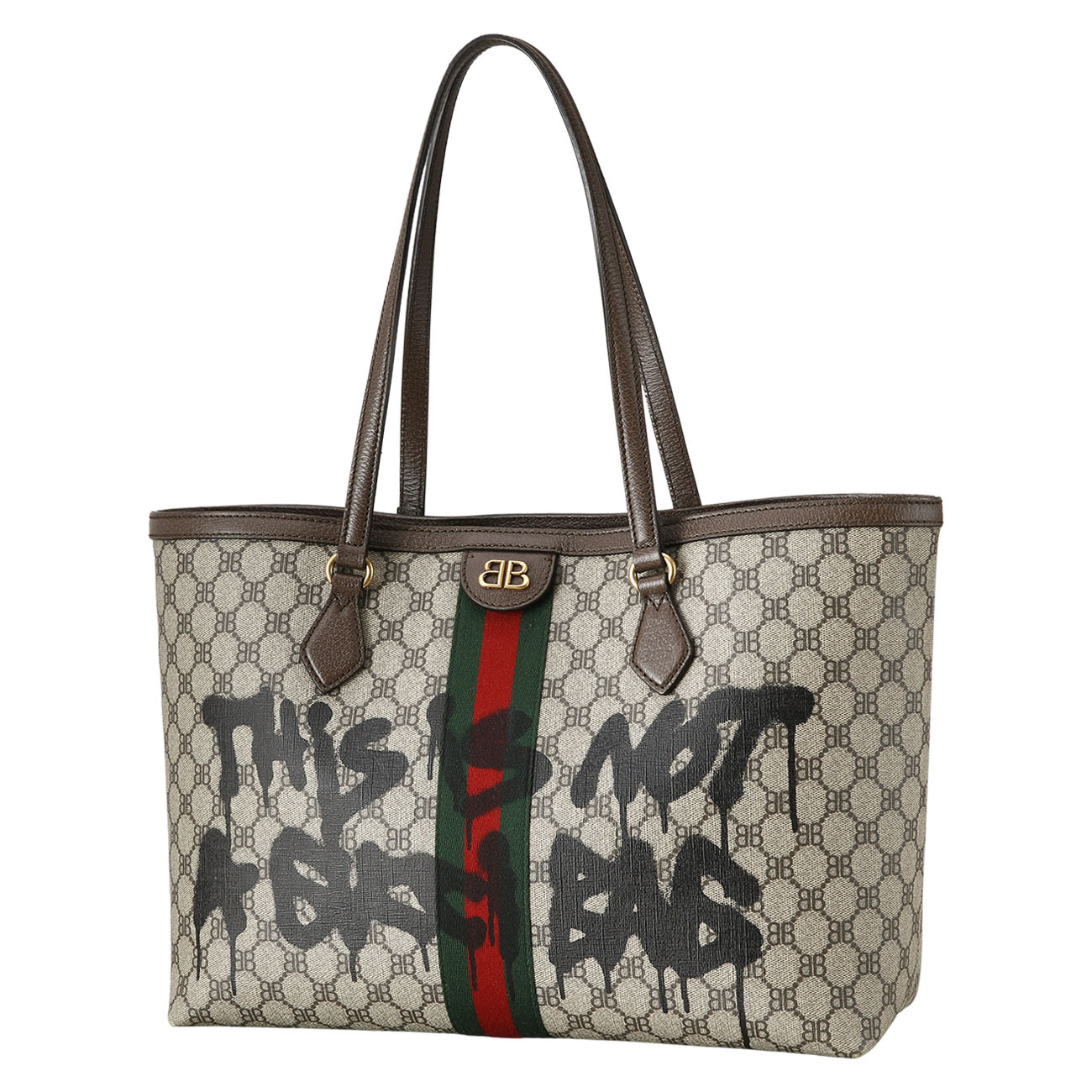 GUCCI(USED)구찌 680125 발렌시아가 콜라보 해커 그래피티 쇼퍼백