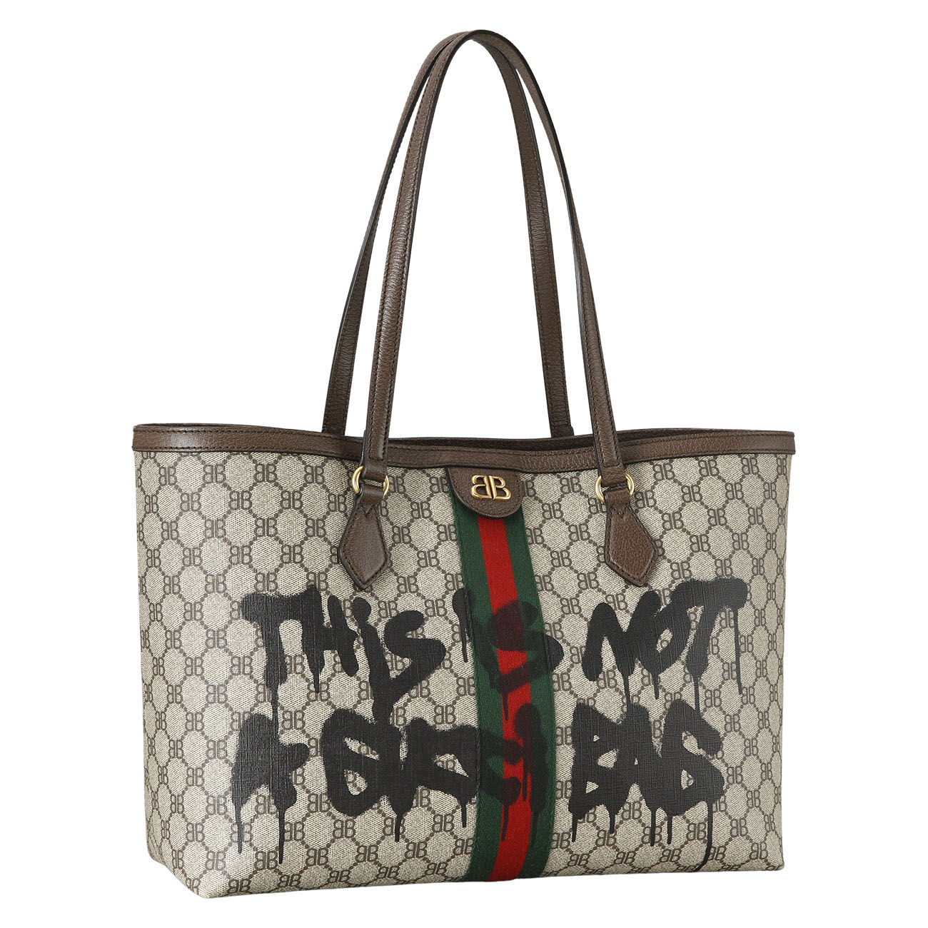 GUCCI(USED)구찌 680125 발렌시아가 콜라보 해커 그래피티 쇼퍼백