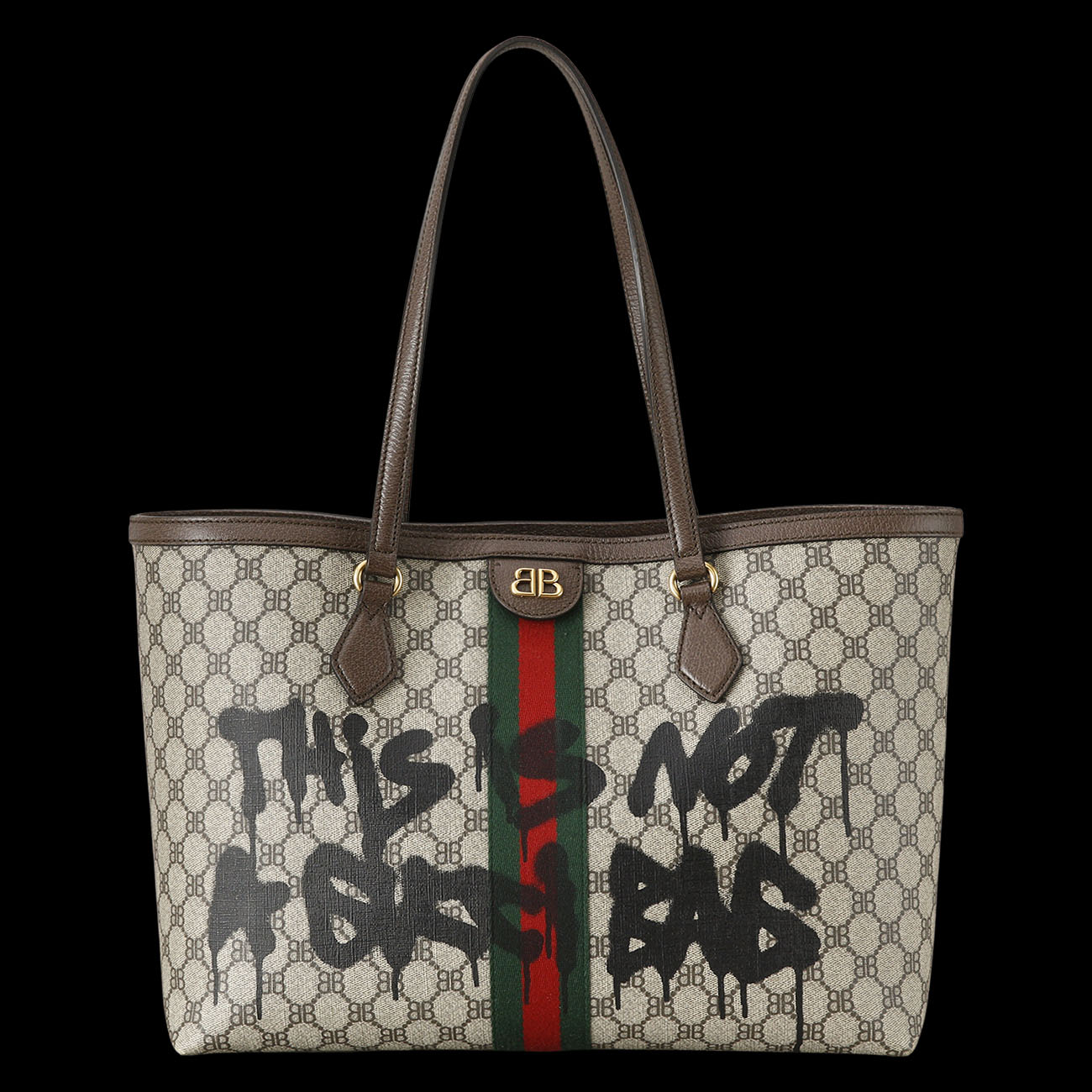 GUCCI(USED)구찌 680125 발렌시아가 콜라보 해커 그래피티 쇼퍼백