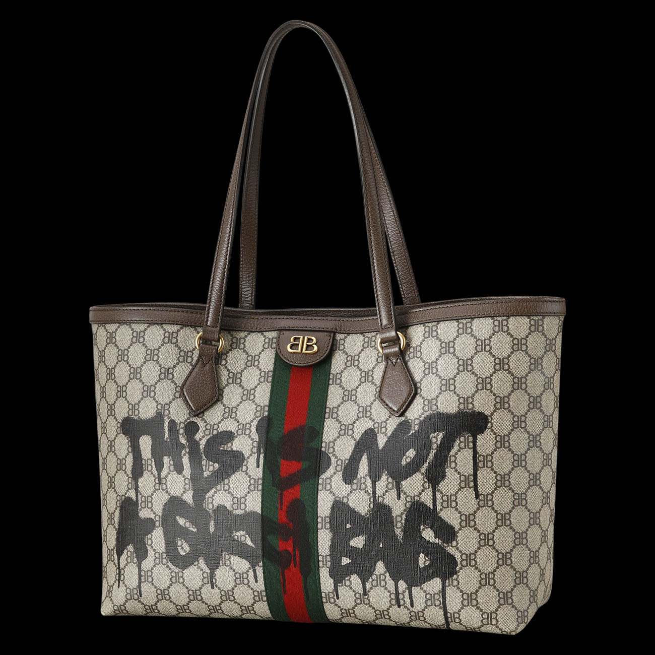 GUCCI(USED)구찌 680125 발렌시아가 콜라보 해커 그래피티 쇼퍼백