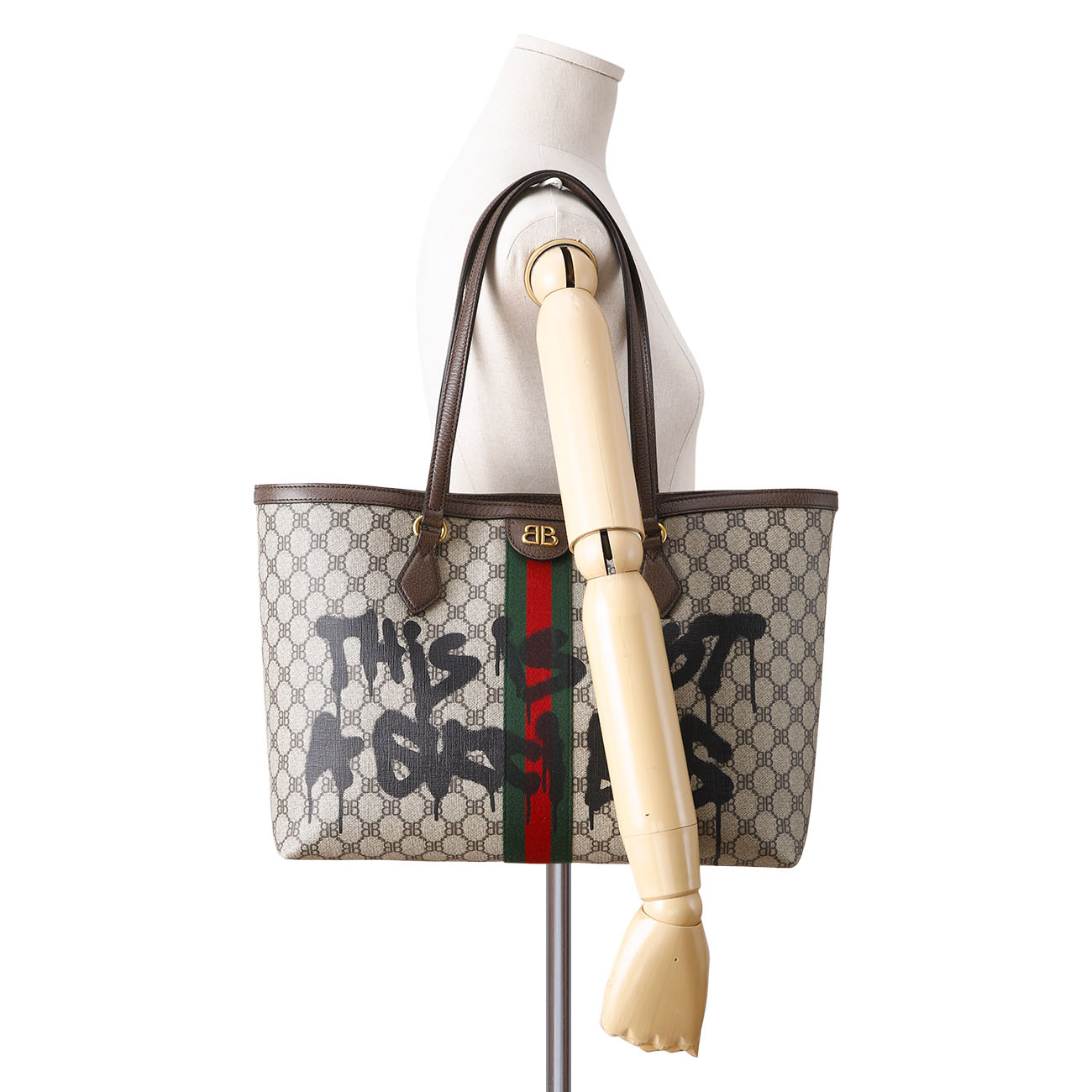 GUCCI(USED)구찌 680125 발렌시아가 콜라보 해커 그래피티 쇼퍼백