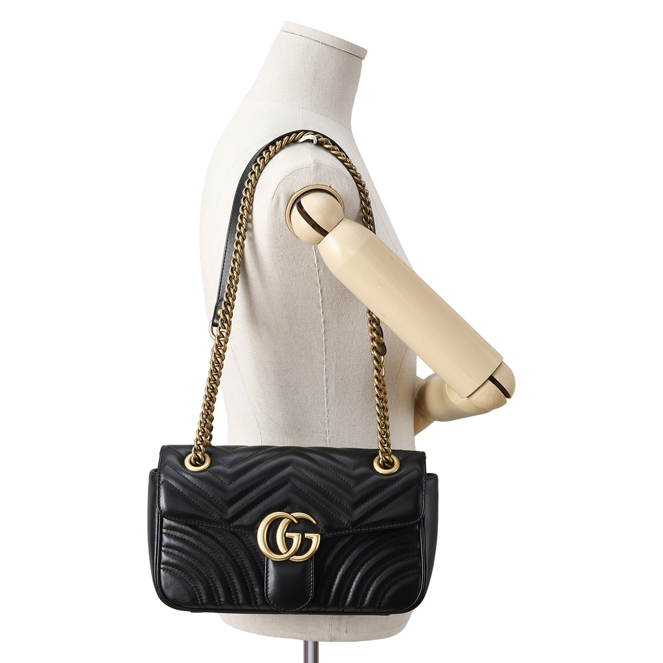 GUCCI(USED)구찌 443497 GG마몽 마틀라세 스몰 체인 백 블랙
