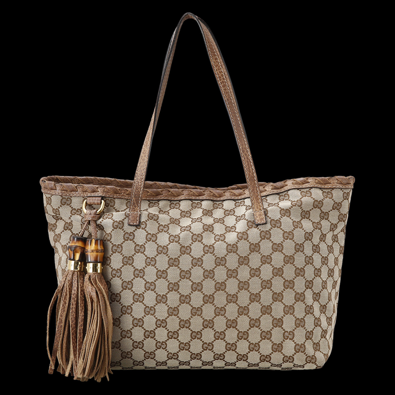 GUCCI(USED)구찌 218780 뱀부 테슬 숄더백