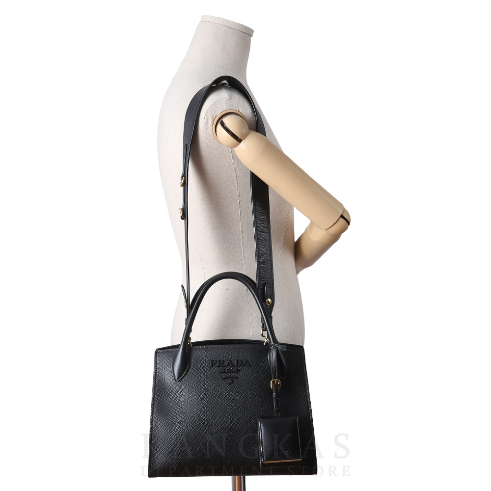 PRADA(USED)프라다 1BA156 모노크롬 사피아노 토트백