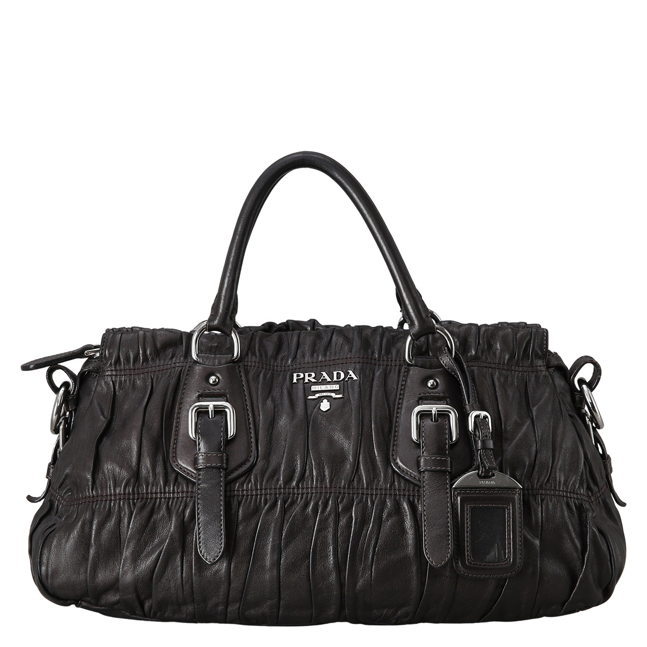 PRADA(USED)프라다 BN1407 레더 고프레 숄더백