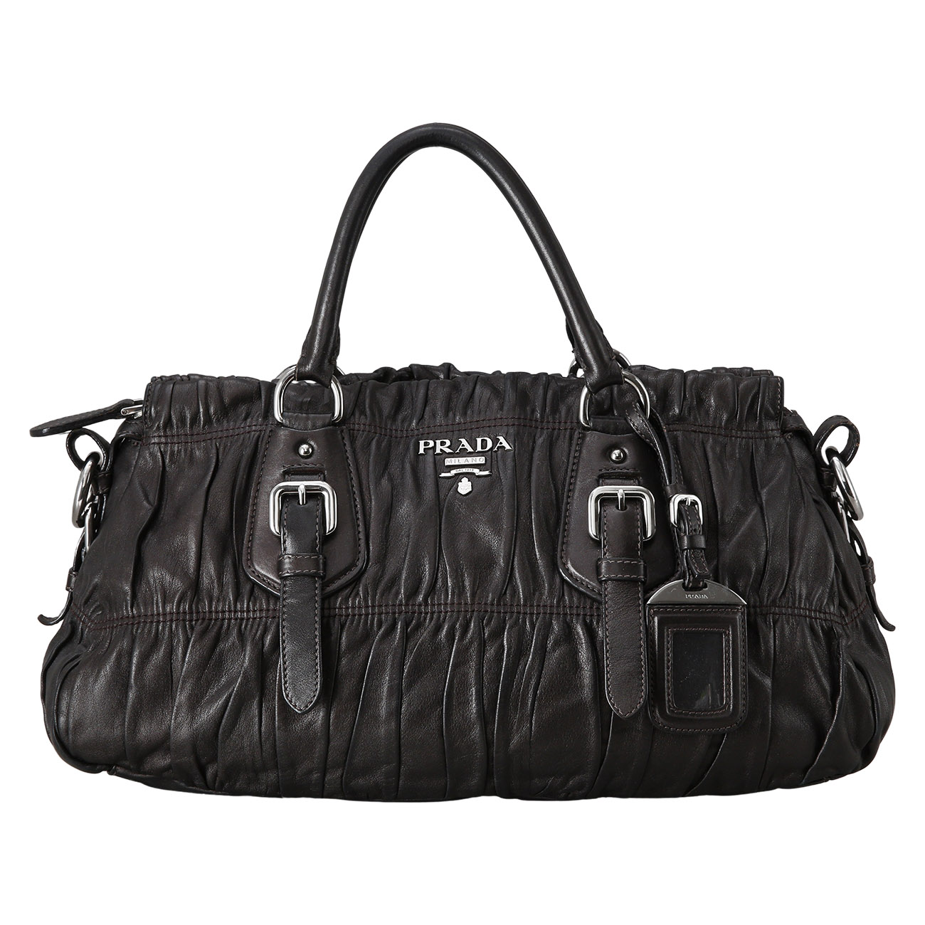 PRADA(USED)프라다 BN1407 레더 고프레 숄더백