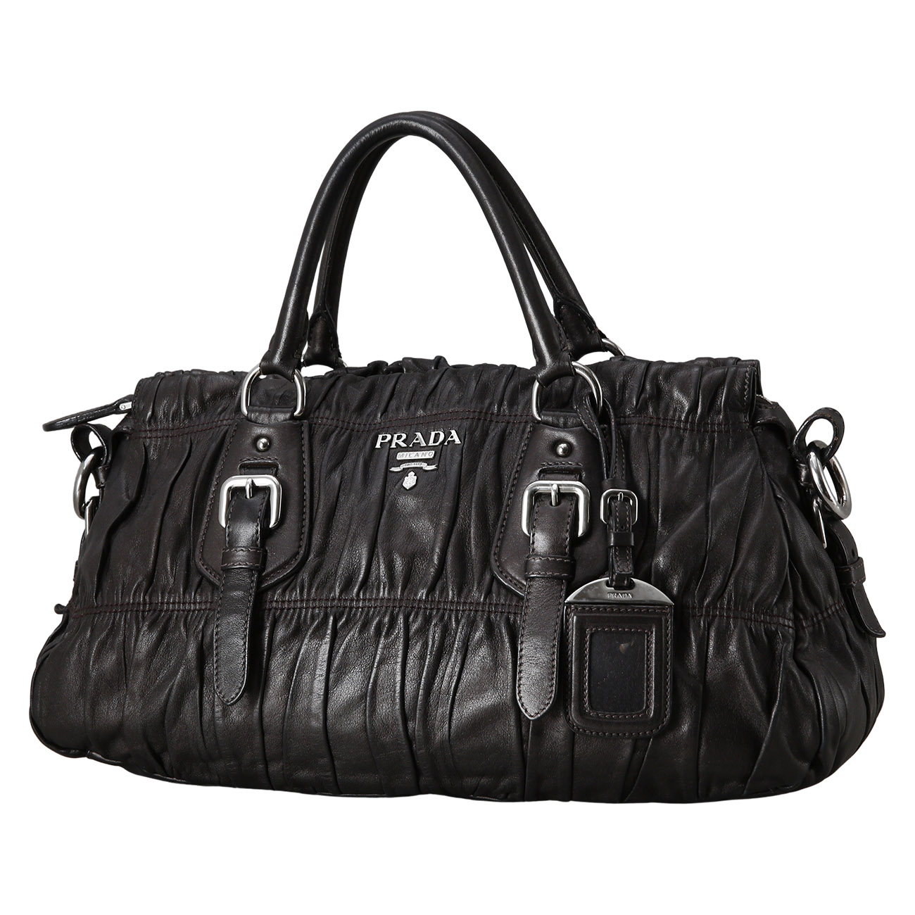 PRADA(USED)프라다 BN1407 레더 고프레 숄더백