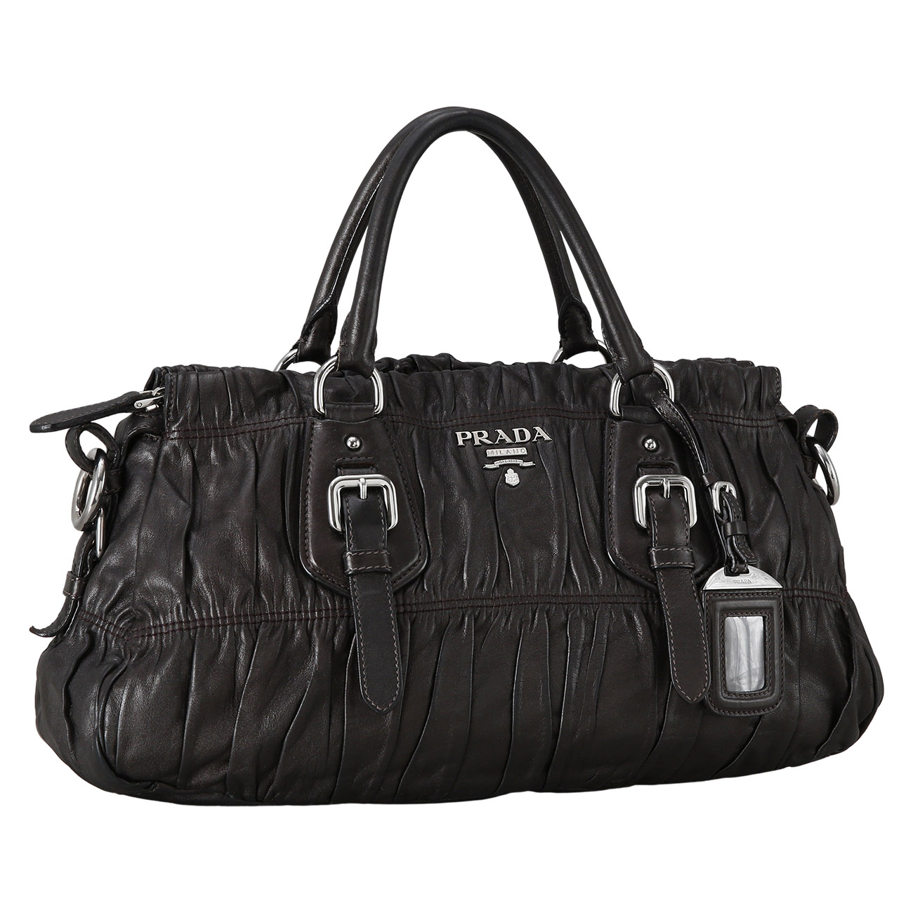 PRADA(USED)프라다 BN1407 레더 고프레 숄더백