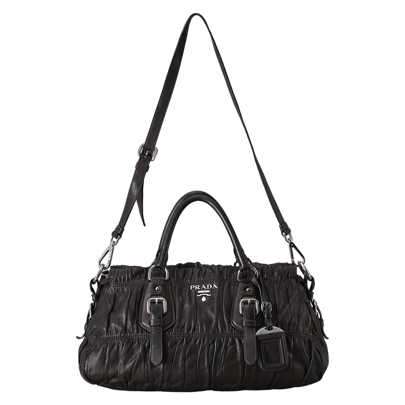 PRADA(USED)프라다 BN1407 레더 고프레 숄더백
