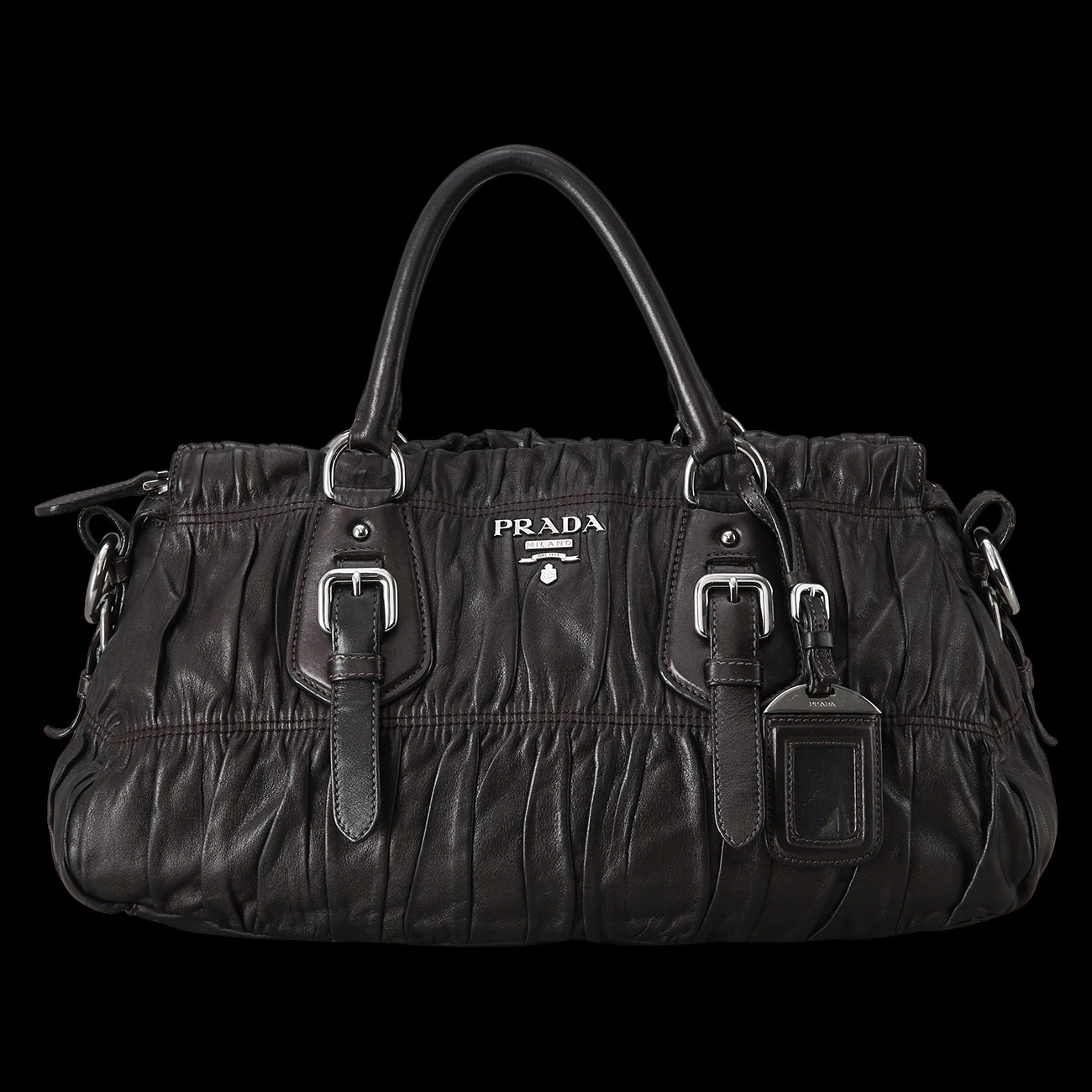 PRADA(USED)프라다 BN1407 레더 고프레 숄더백