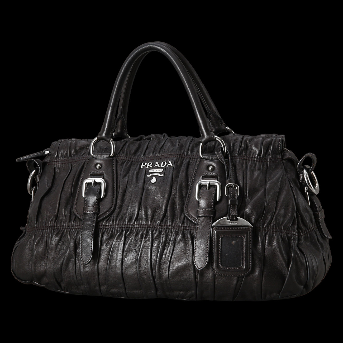 PRADA(USED)프라다 BN1407 레더 고프레 숄더백