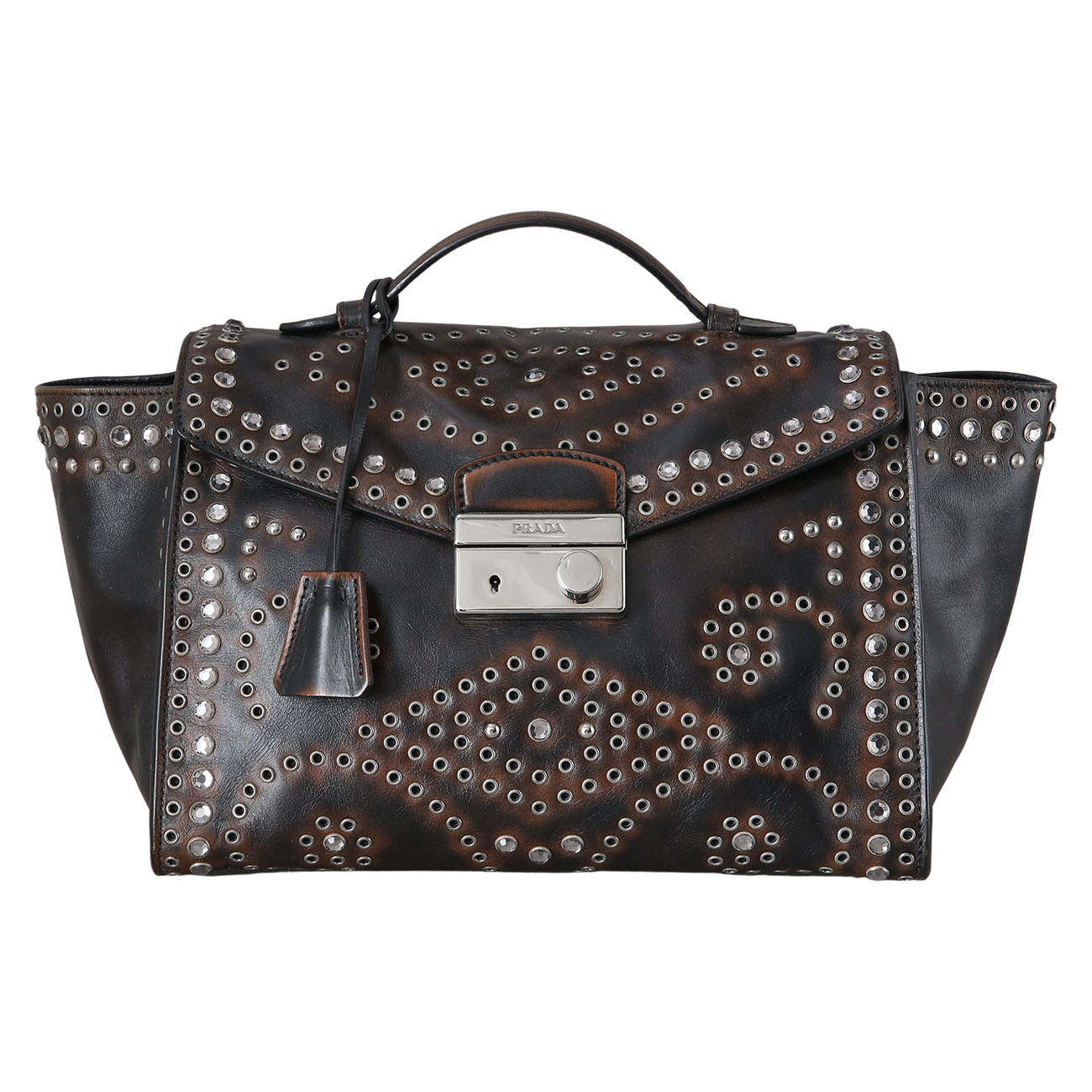 PRADA(USED)프라다 크리스탈 레더 탑 핸들백