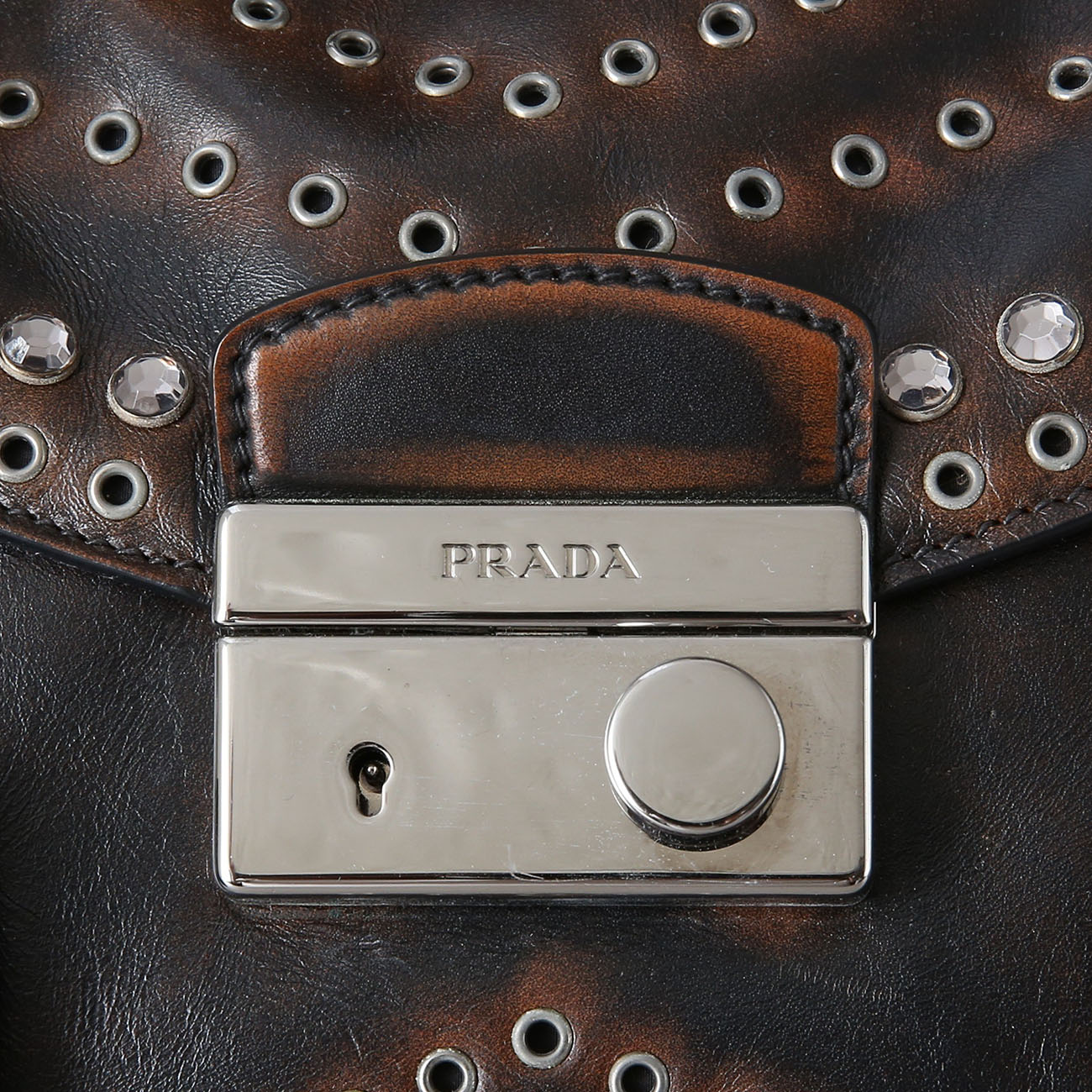 PRADA(USED)프라다 크리스탈 레더 탑 핸들백