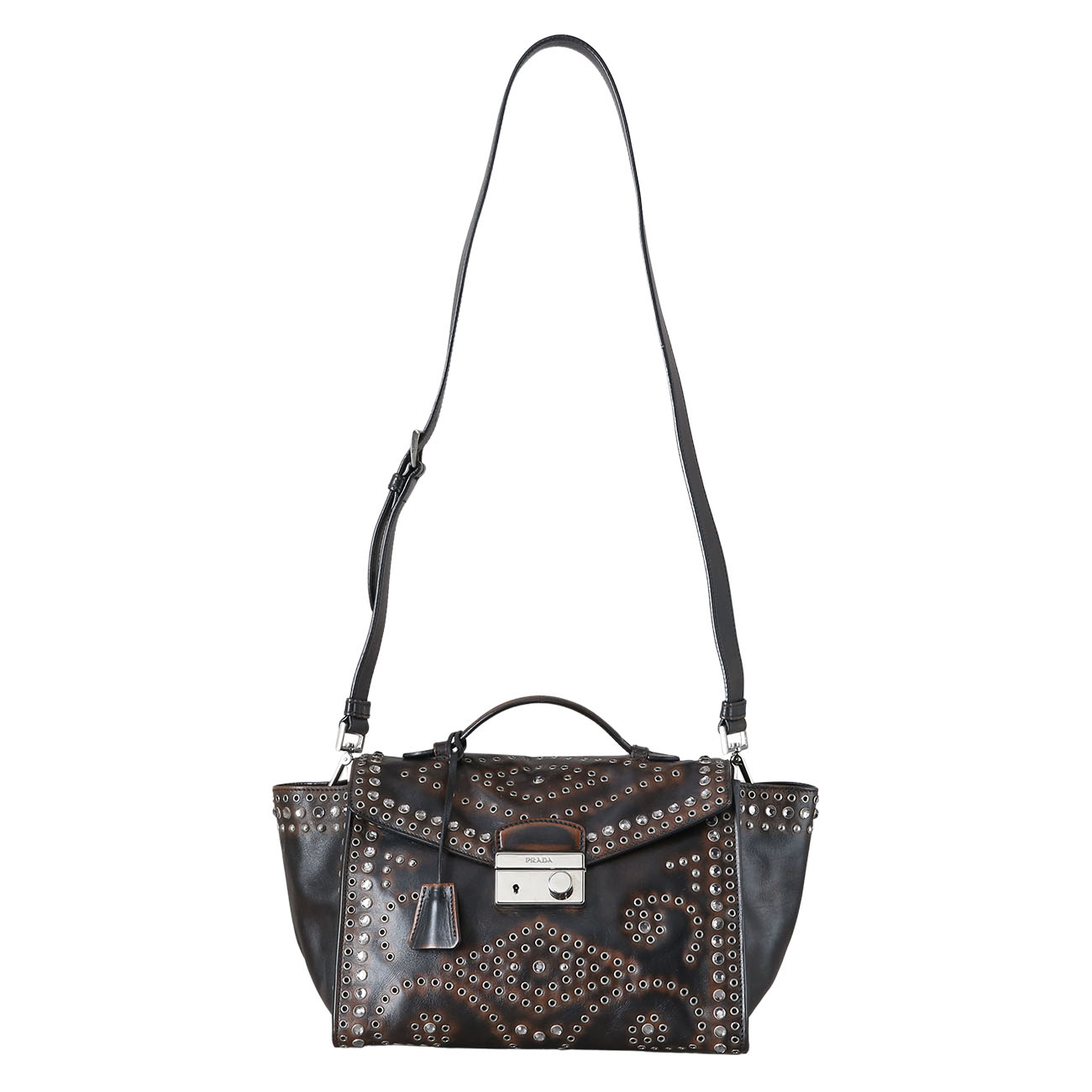 PRADA(USED)프라다 크리스탈 레더 탑 핸들백