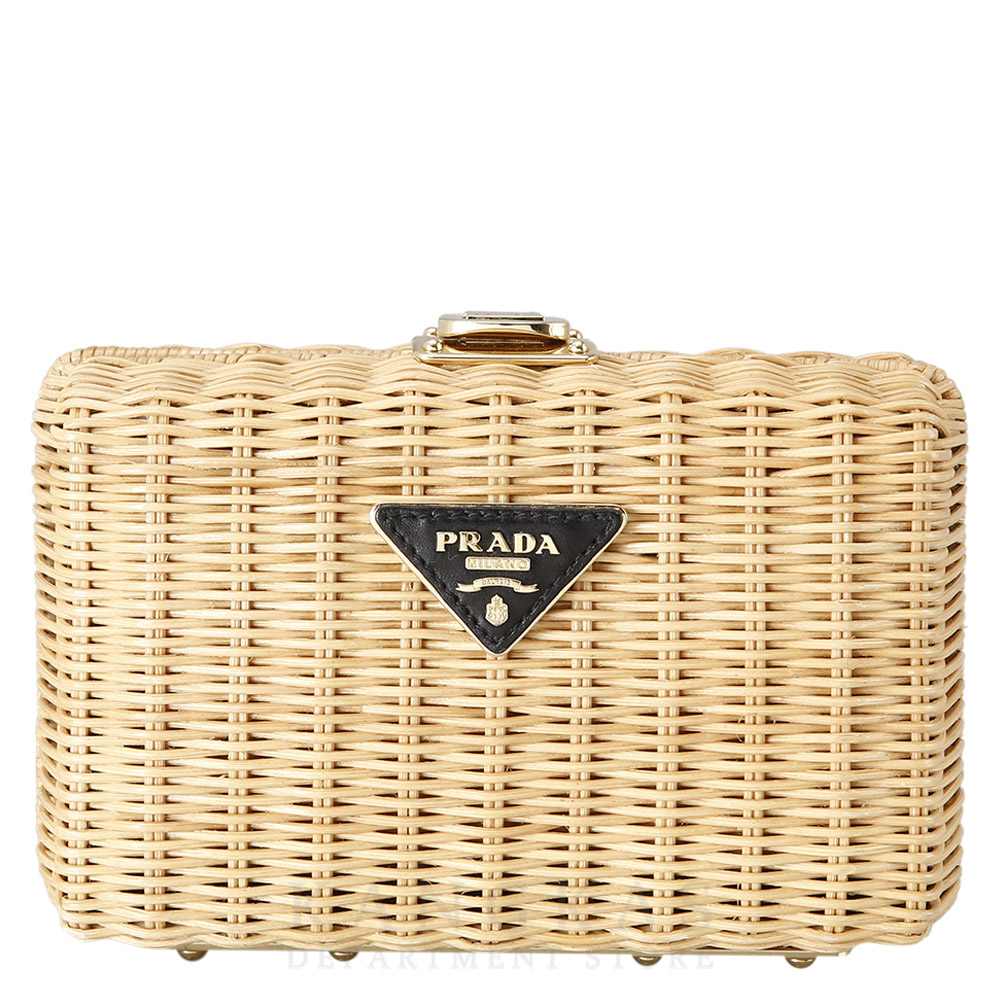 PRADA(USED)프라다 1BF075 라피아 워커 체인 클러치