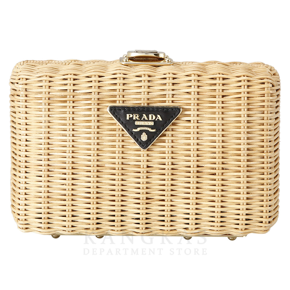 PRADA(USED)프라다 1BF075 라피아 워커 체인 클러치