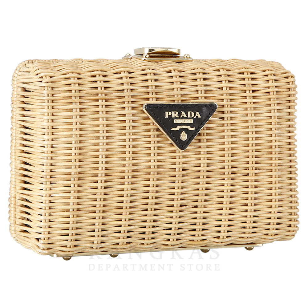 PRADA(USED)프라다 1BF075 라피아 워커 체인 클러치