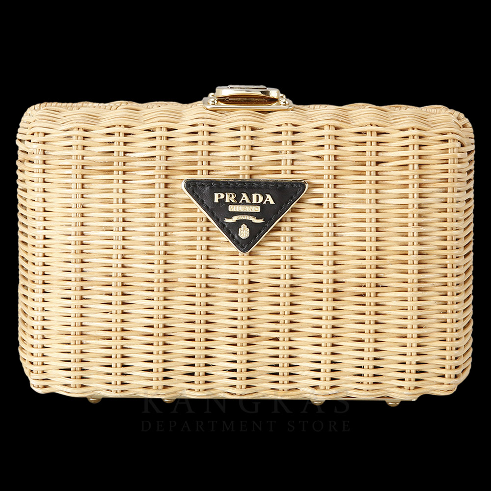 PRADA(USED)프라다 1BF075 라피아 워커 체인 클러치