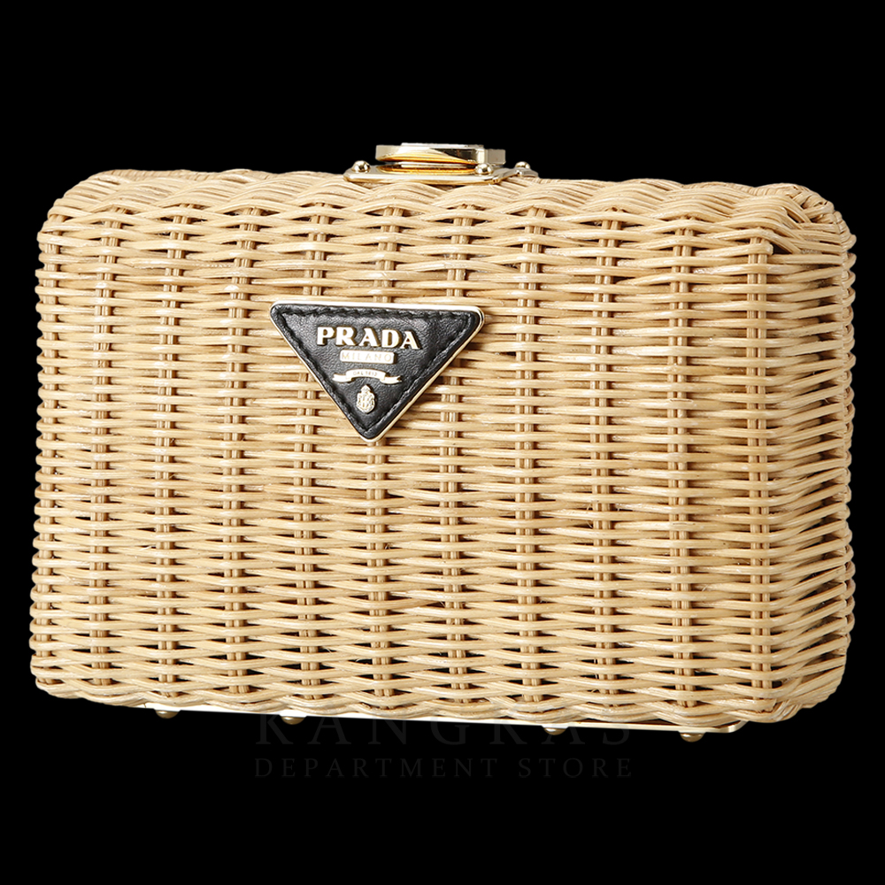PRADA(USED)프라다 1BF075 라피아 워커 체인 클러치
