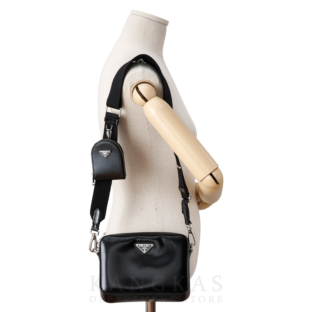 PRADA(USED)프라다 1BH180 브러시드 레더 숄더백 블랙
