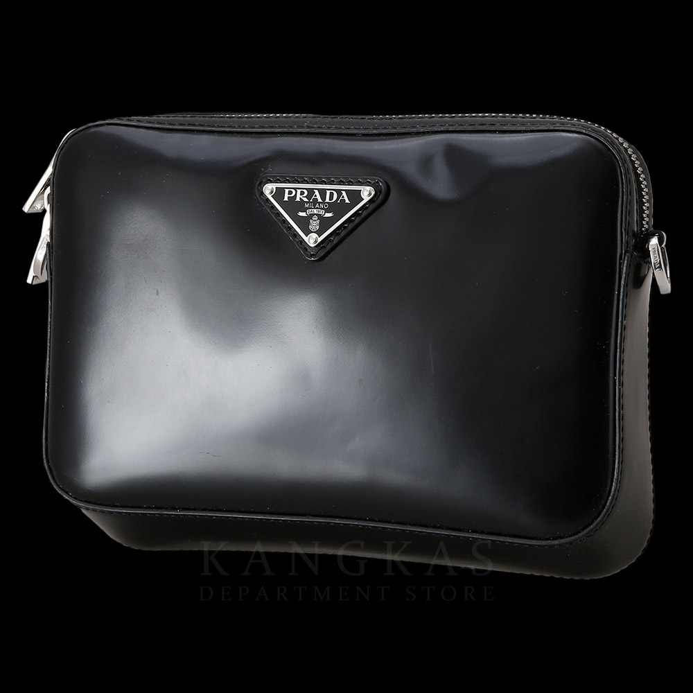 PRADA(USED)프라다 1BH180 브러시드 레더 숄더백 블랙