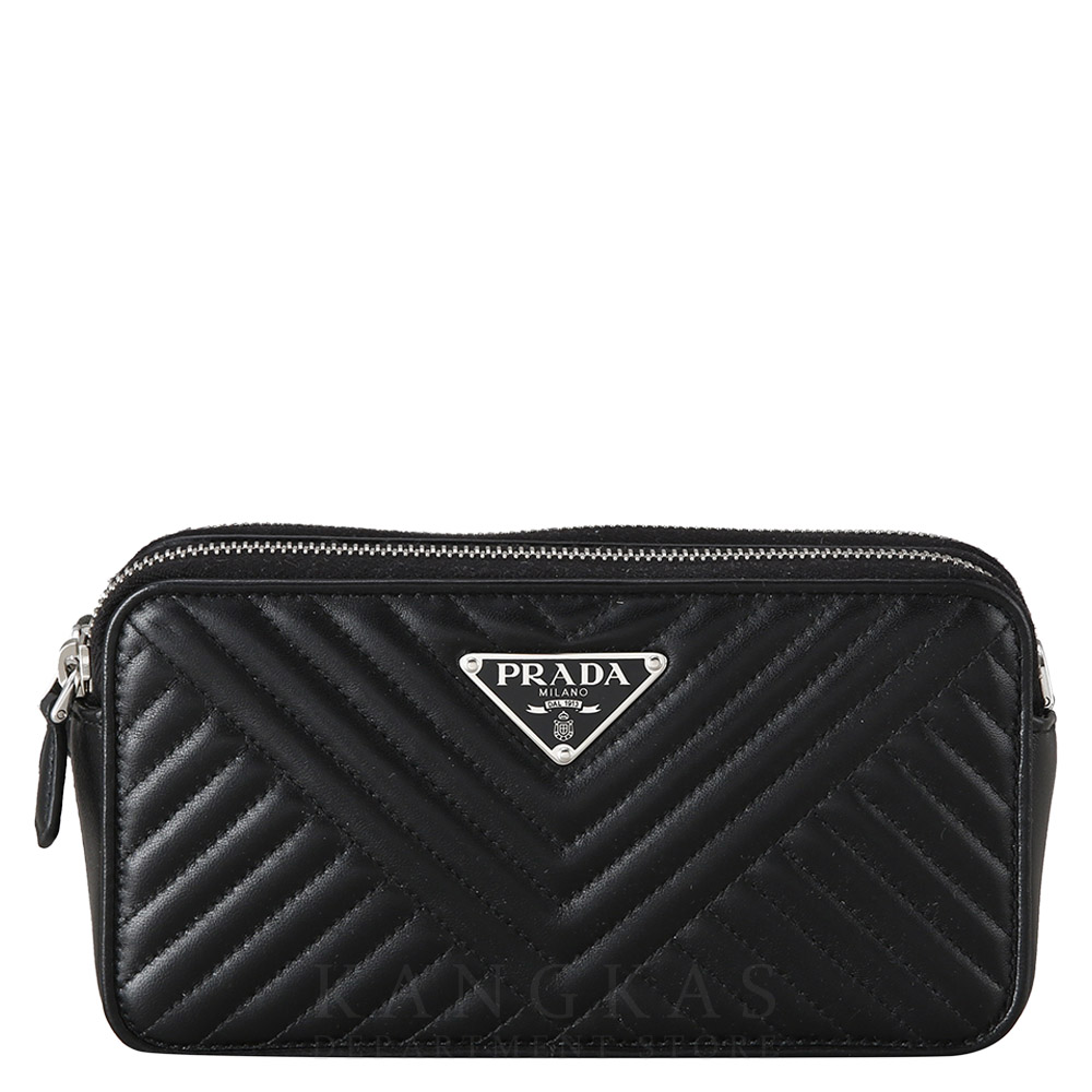 PRADA(USED)프라다 1BP024 레더 더블지퍼 체인 크로스백