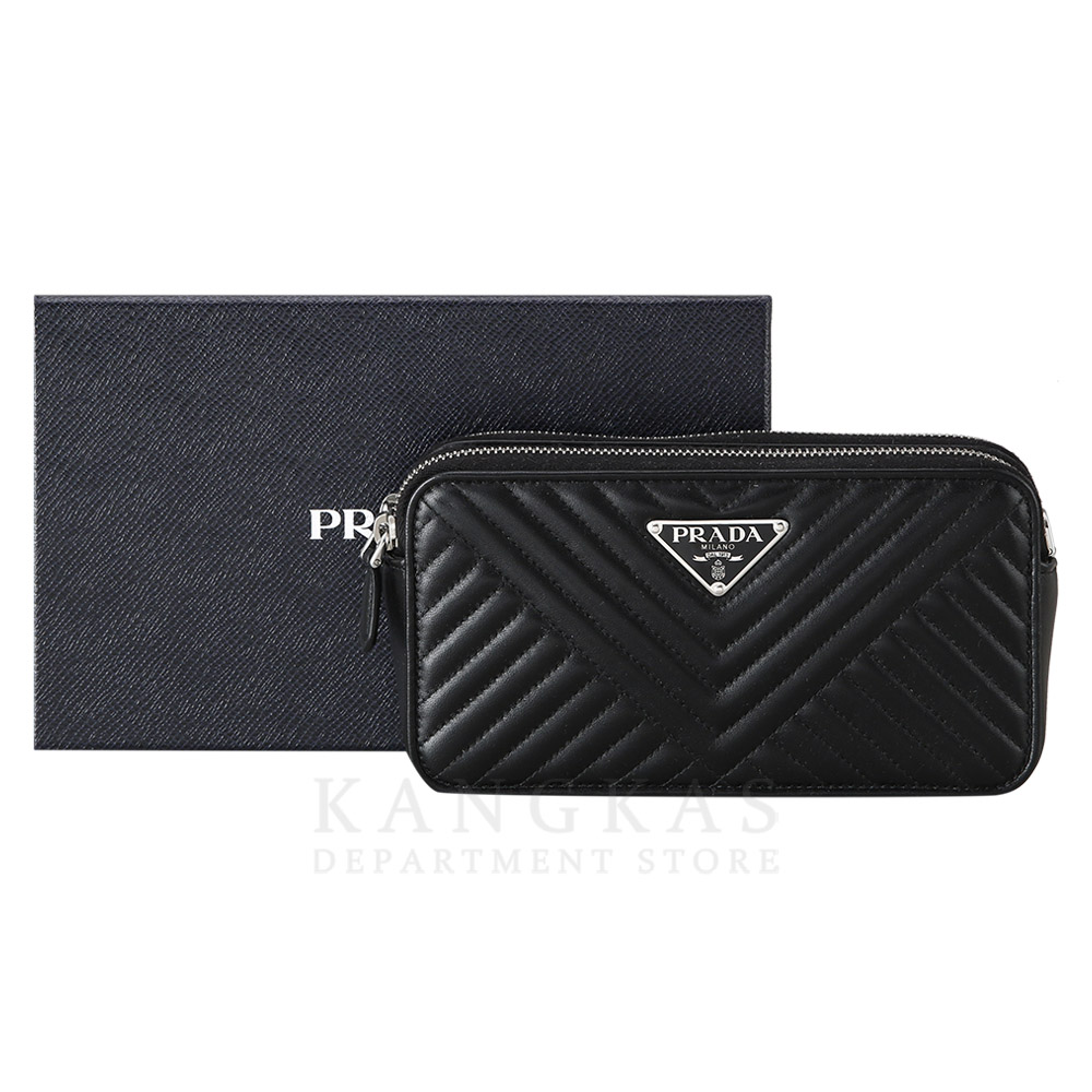 PRADA(USED)프라다 1BP024 레더 더블지퍼 체인 크로스백