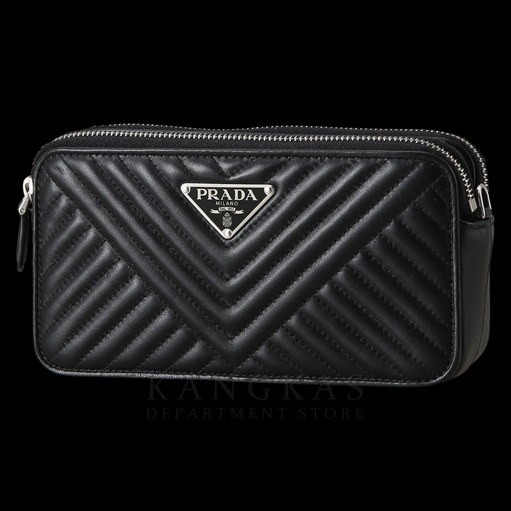 PRADA(USED)프라다 1BP024 레더 더블지퍼 체인 크로스백