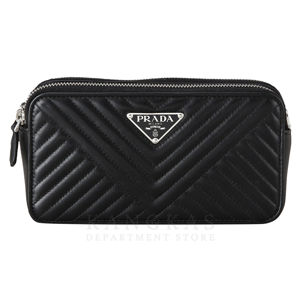 PRADA(USED)프라다 1BP024 레더 더블지퍼 체인 크로스백