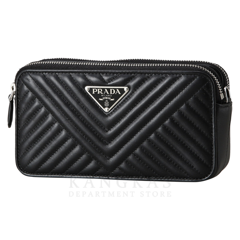 PRADA(USED)프라다 1BP024 레더 더블지퍼 체인 크로스백
