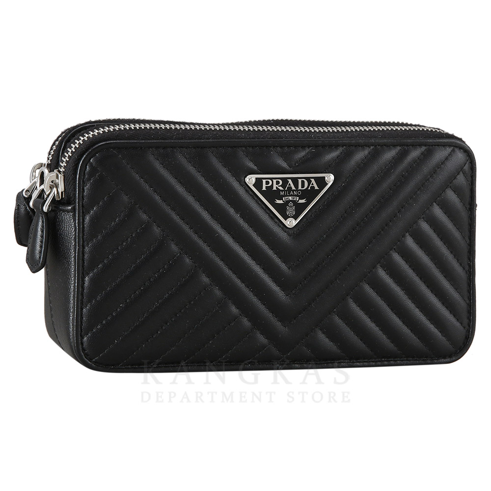 PRADA(USED)프라다 1BP024 레더 더블지퍼 체인 크로스백