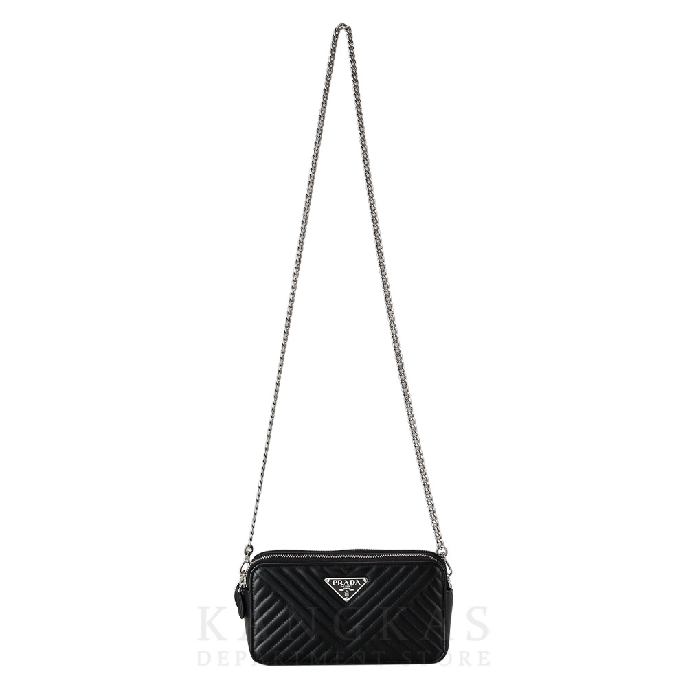 PRADA(USED)프라다 1BP024 레더 더블지퍼 체인 크로스백