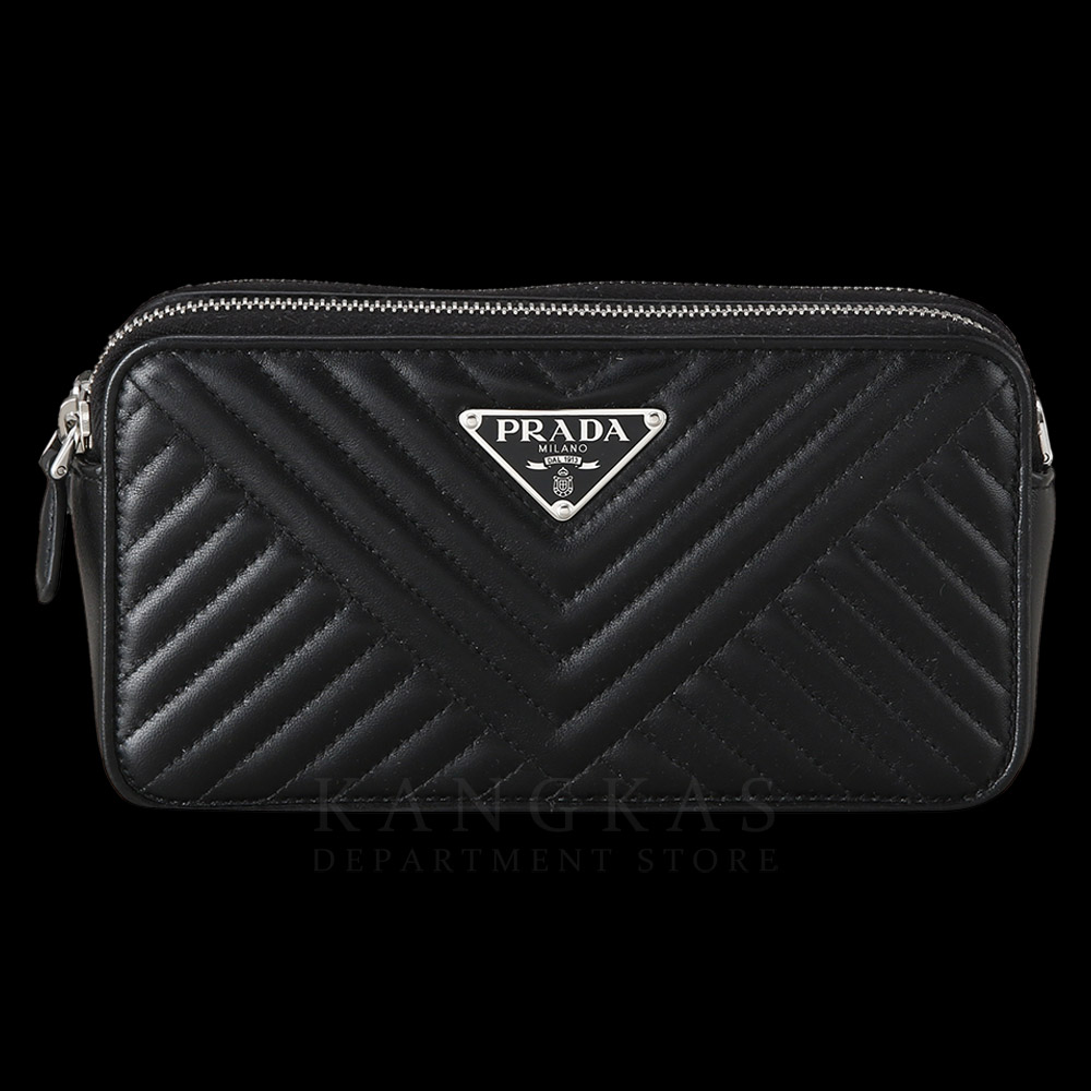 PRADA(USED)프라다 1BP024 레더 더블지퍼 체인 크로스백