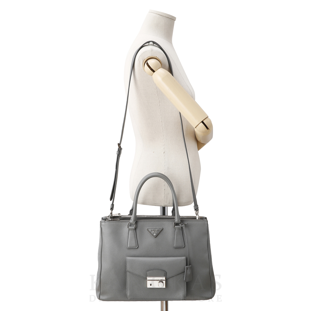 PRADA(USED)프라다 BN2674 사피아노 럭스 락 포켓 토트백