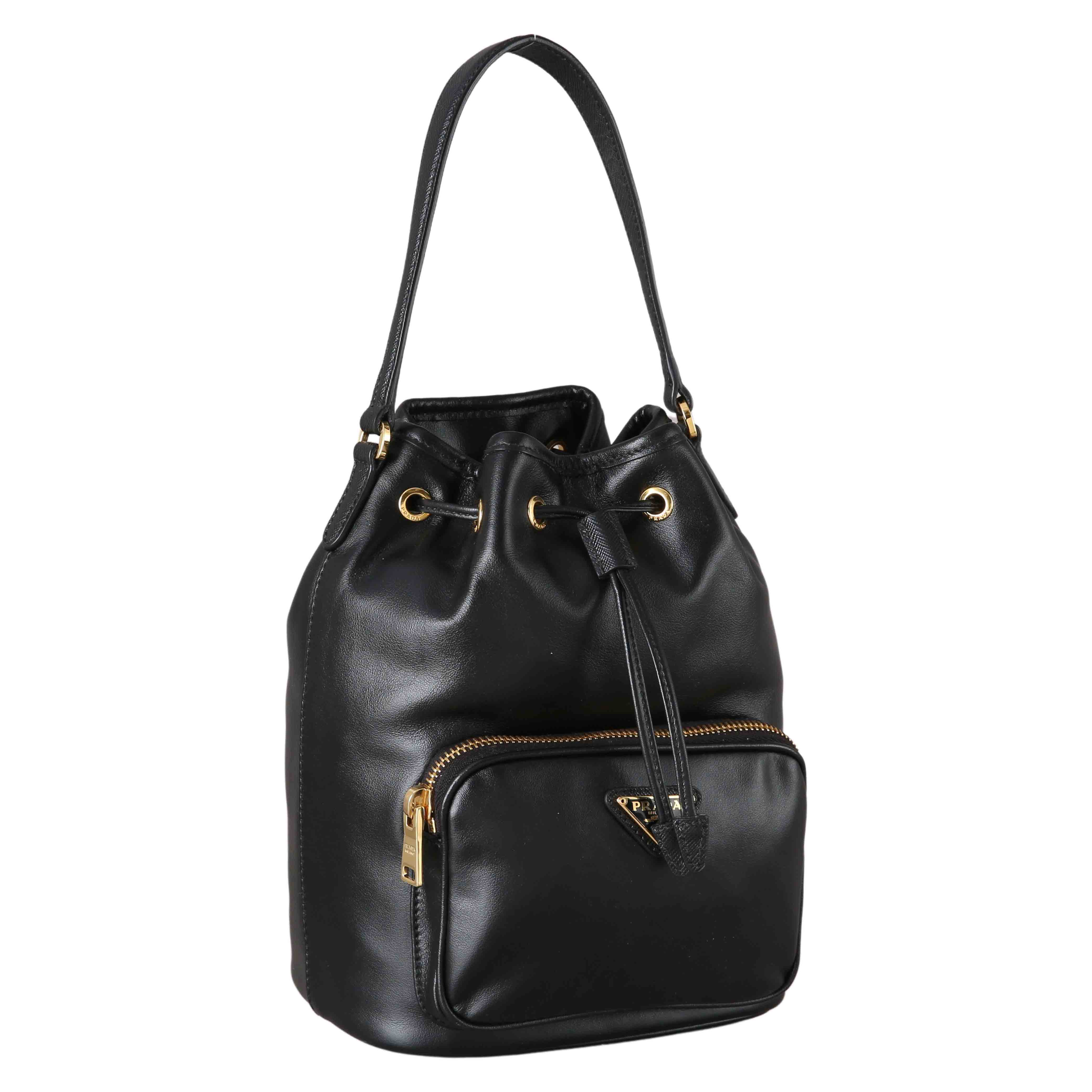 PRADA(USED)프라다 1BH038 레더 듀엣 버킷백