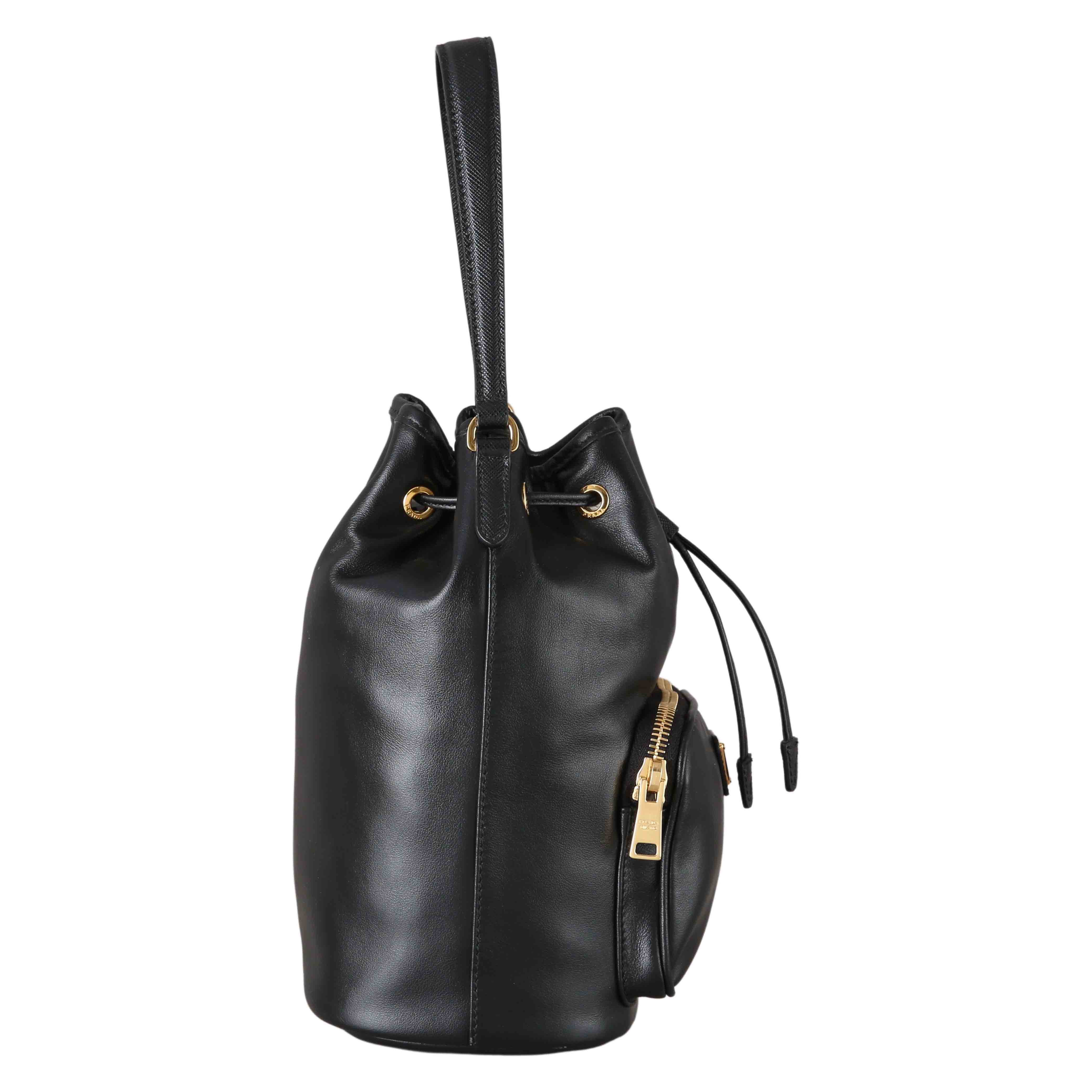 PRADA(USED)프라다 1BH038 레더 듀엣 버킷백