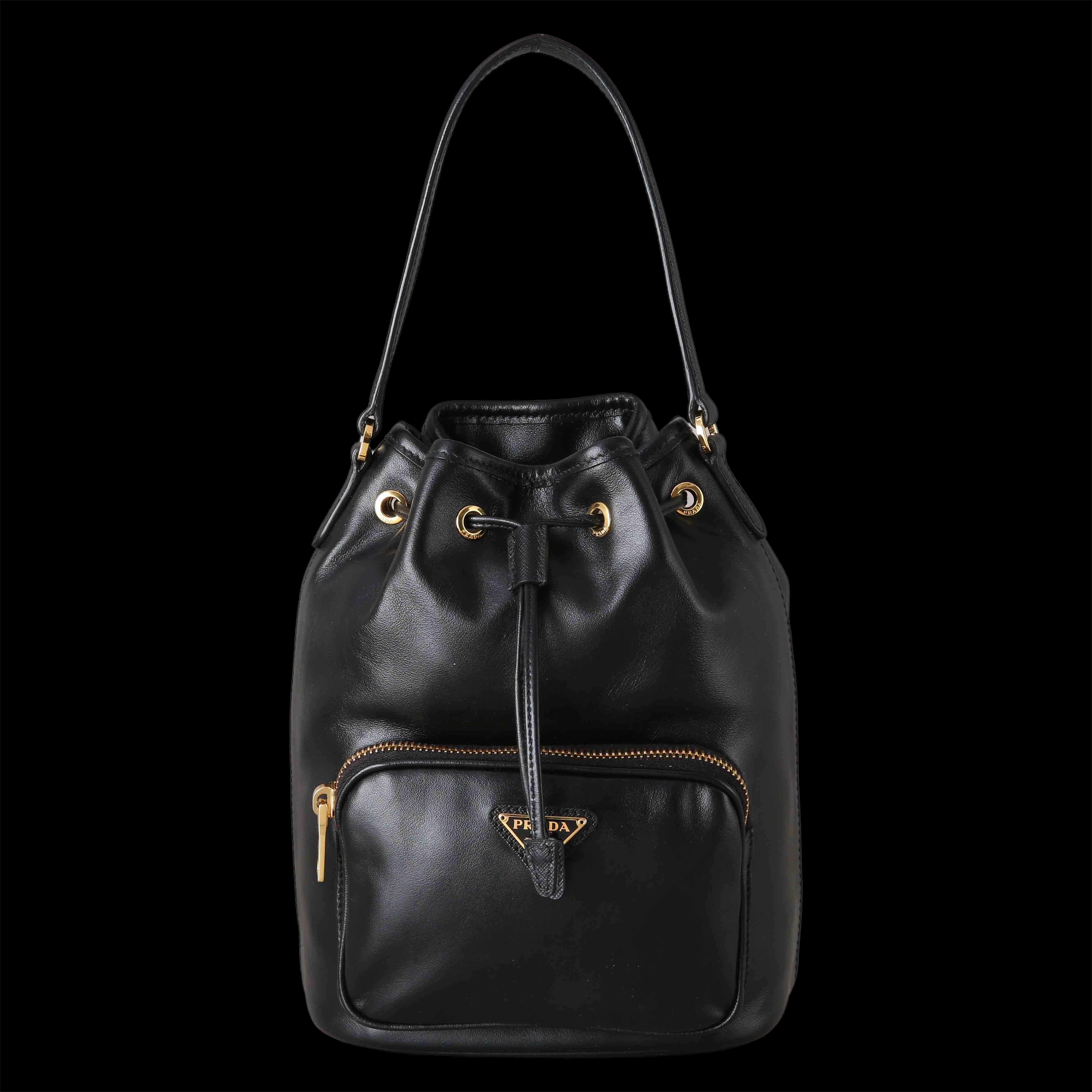 PRADA(USED)프라다 1BH038 레더 듀엣 버킷백