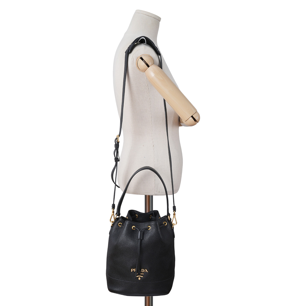 PRADA(USED)프라다 1BE018 비텔로 다이노 버킷백