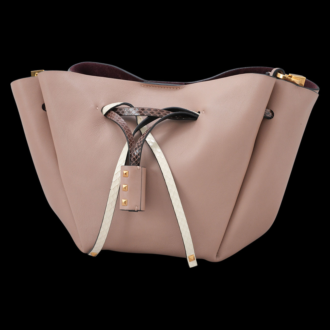 VALENTINO(USED)발렌티노 락스터드 테슬 레더 버킷백