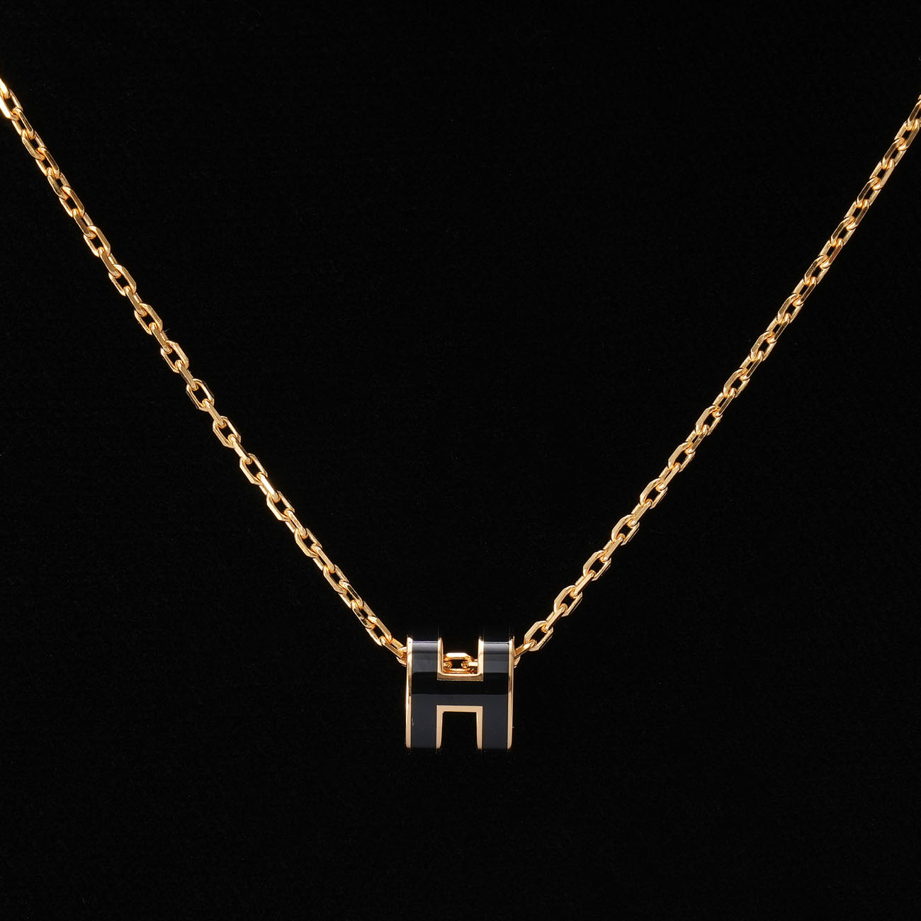 HERMES(USED)에르메스 미니 팝아슈 네크리스 옐로우골드 느와