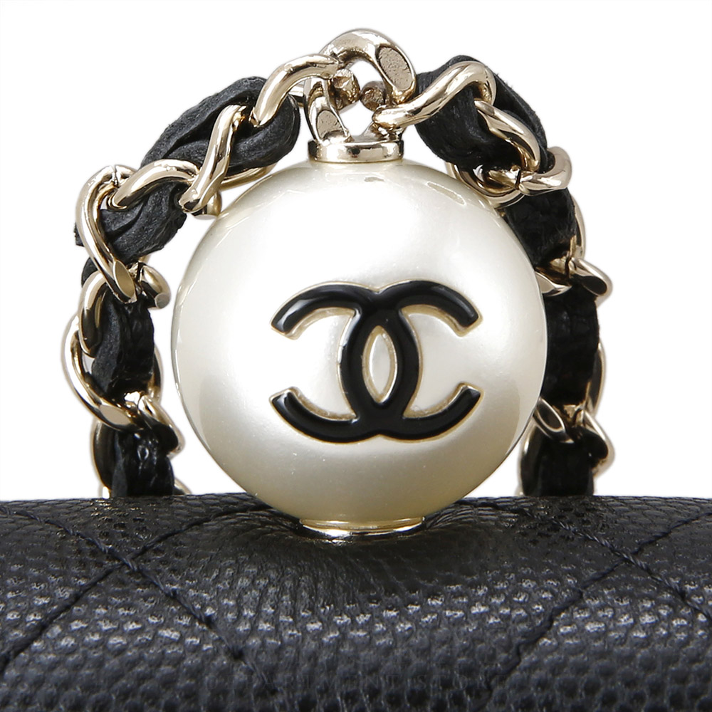 CHANEL(USED)샤넬 진주장식 체인 카드지갑 블랙