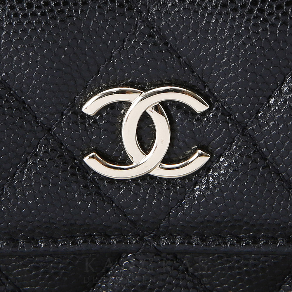 CHANEL(USED)샤넬 진주장식 체인 카드지갑 블랙