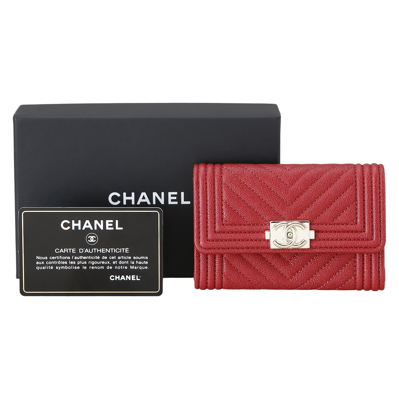 CHANEL(USED)샤넬 보이샤넬 캐비어 카드지갑