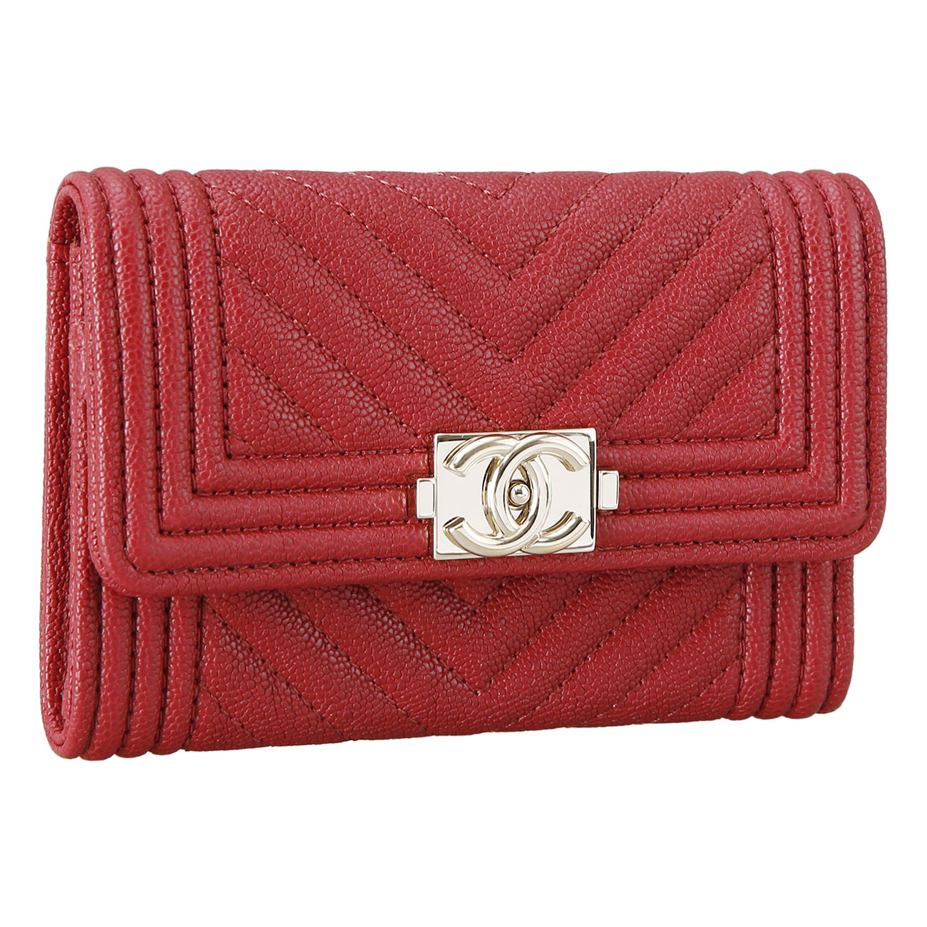 CHANEL(USED)샤넬 보이샤넬 캐비어 카드지갑