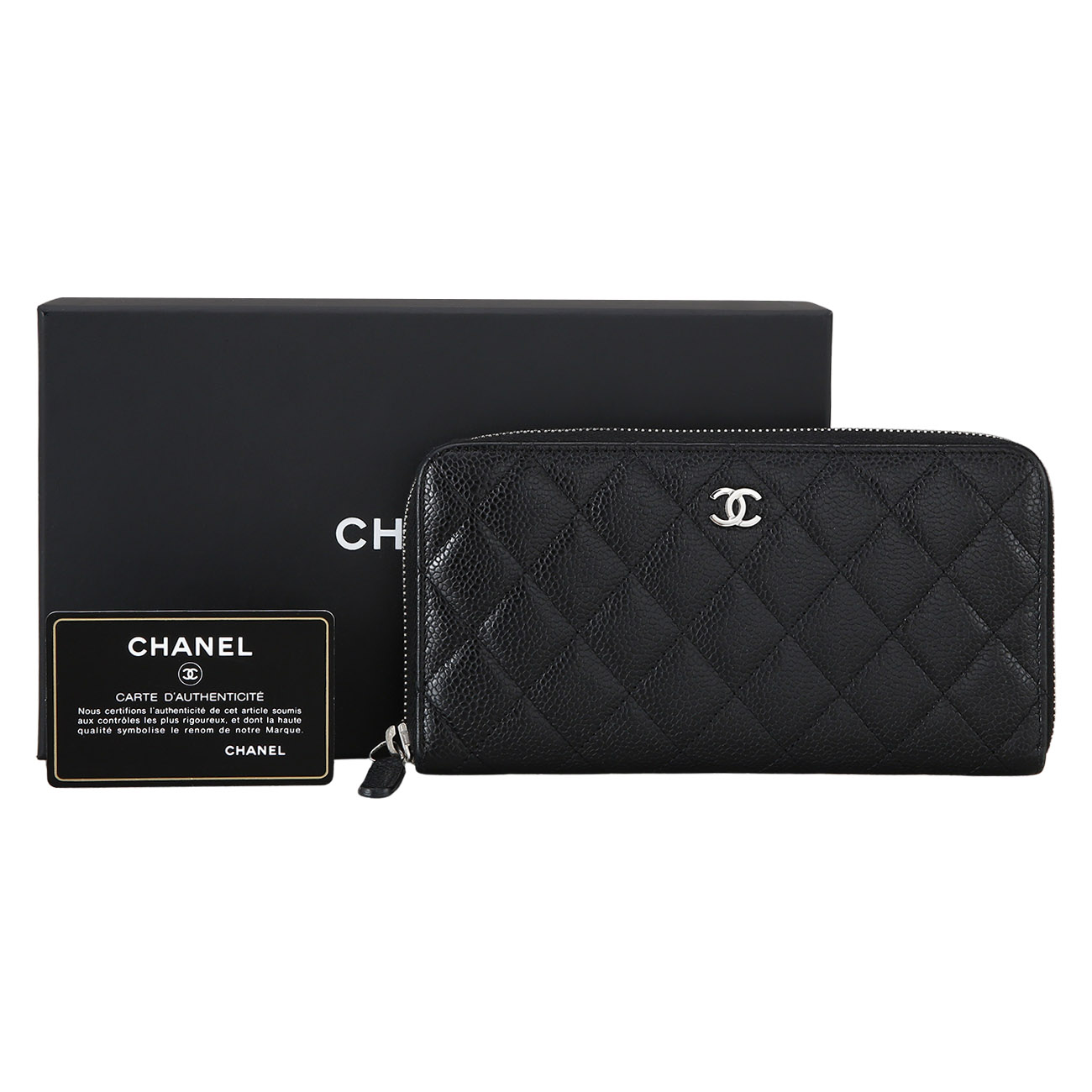 CHANEL(USED)샤넬 캐비어 지퍼 장지갑